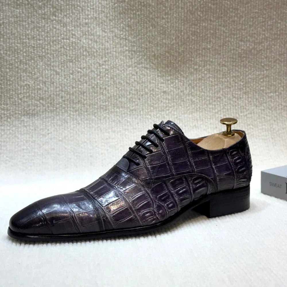 Men's Genuine Leather Oxford Dress Shoes Classic Wingtip Lace-Up Formal Shoes for Wedding Party Business Office