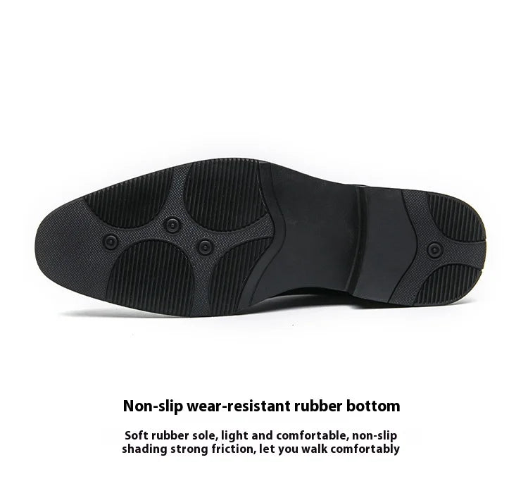 Men's business casual leather shoes cowhide retro round head British leather shoes men's leather big head men's shoes tide