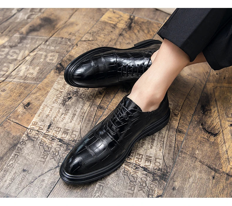 Men's Pointed Oxford Dress Shoes Leather Casual Office Wedding Shoes Gentleman Luxury High Quality 2026 Fashion