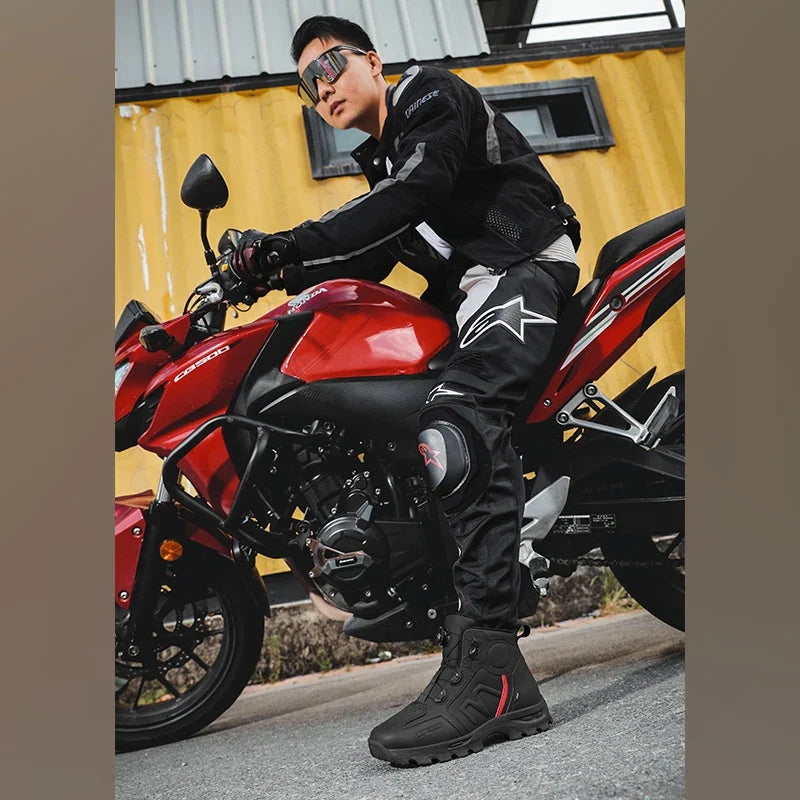 Motorcycle Riding Men Boots Waterproof Motocross Cycling Shoes Off-Road Motorbike Racing Anti-drop Breathable Equipment Soft