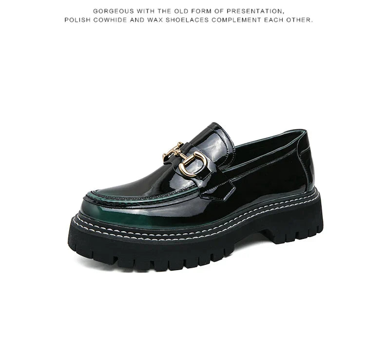 New Men Patent Leather Loafers Fashion Casual Shoes Male Thick Sole Increased Height Slip On Breathable Comfortable Driving Shoe