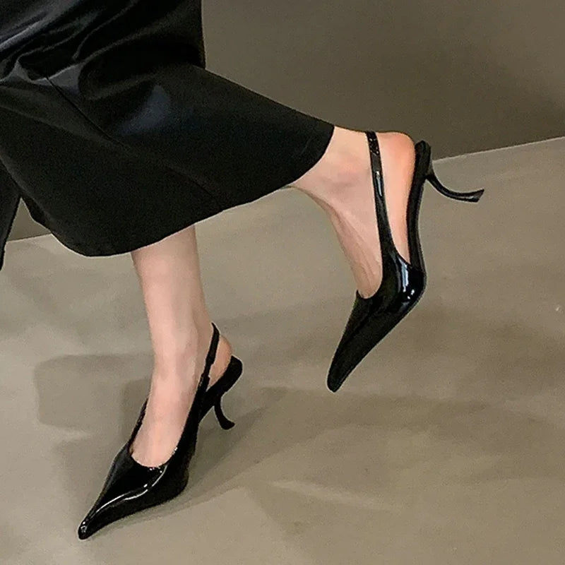 Aneikeh Fashion Sexy Designer Patent Leather Pointed Toe High Heels Pumps Women Shallow Elegant Banquet Wedding Party Shoes