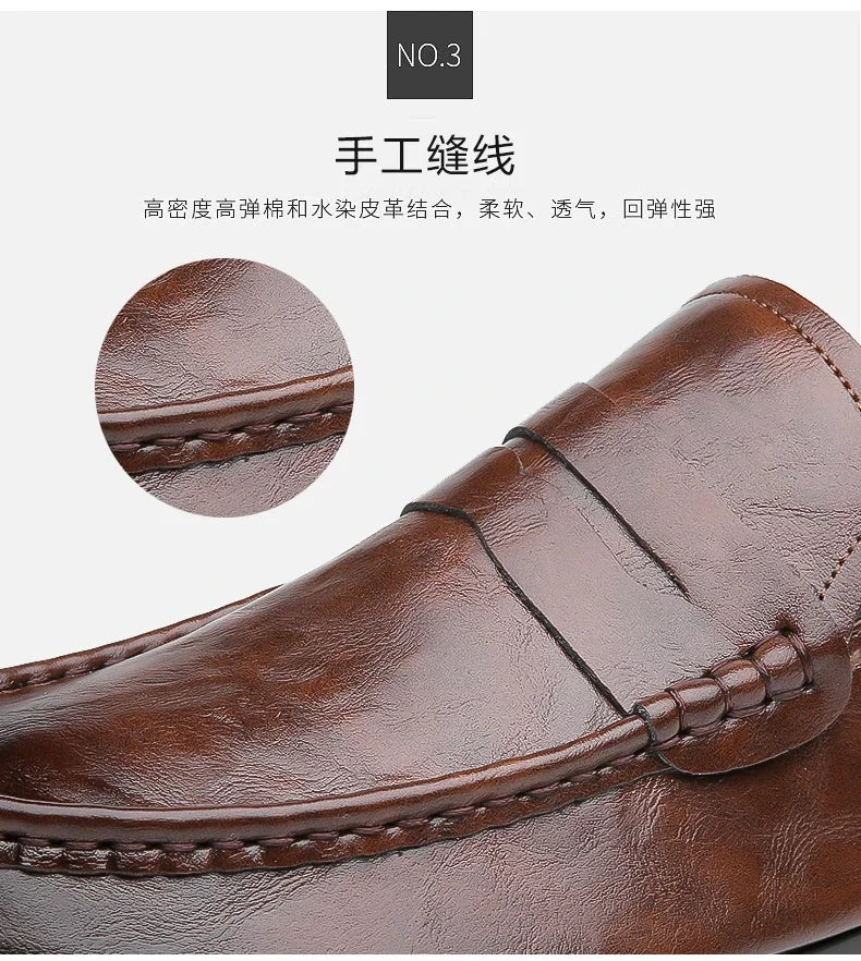 Genuine Leather Men Loafers Comfortable Mens Casual Shoes Luxury Brand Man Formal Dress Shoes Breathable Slip on Boat Shoes