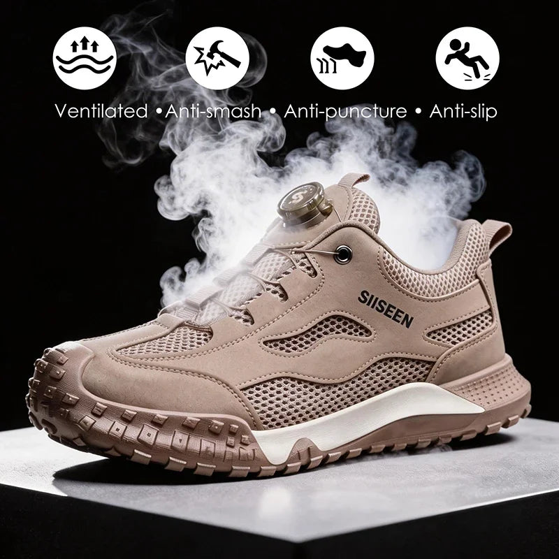 Indestructible Safety Boots  Summer Safety Shoes Men Big Mesh Breathable Steel Toe Work Shoes Security Protection Work Sneakers
