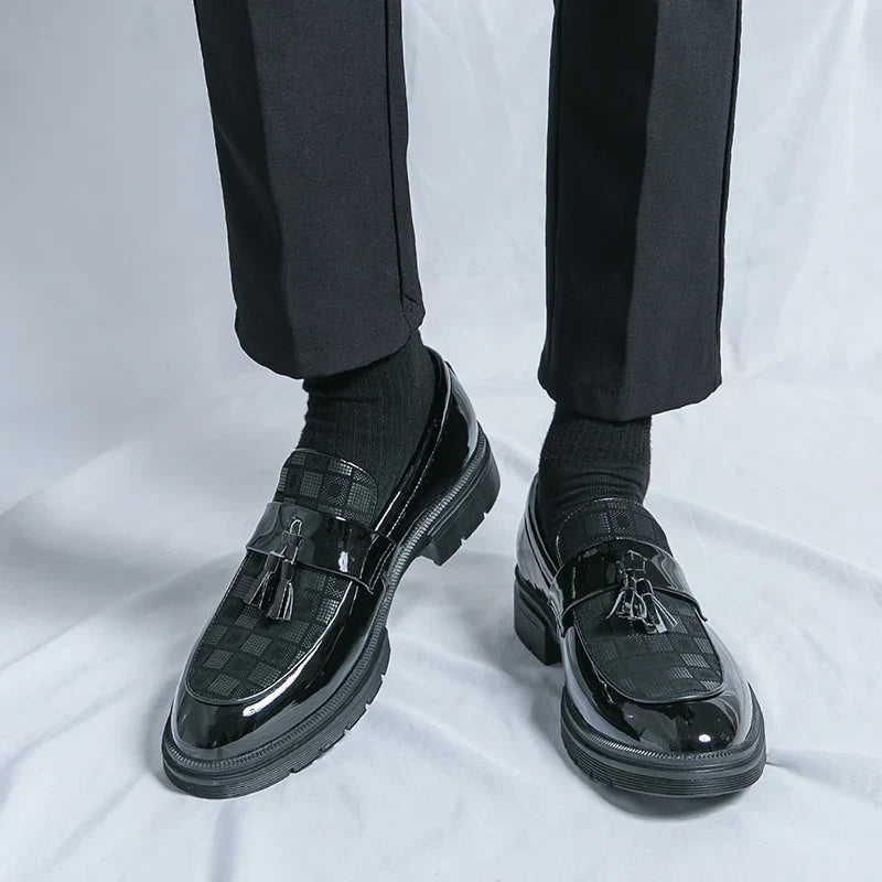 Leather Men Casual Black Tassel Loafers Handmade Soft Leisure Shoes Breathable Slip-On Comfortable for Drive Footwear Moccasins