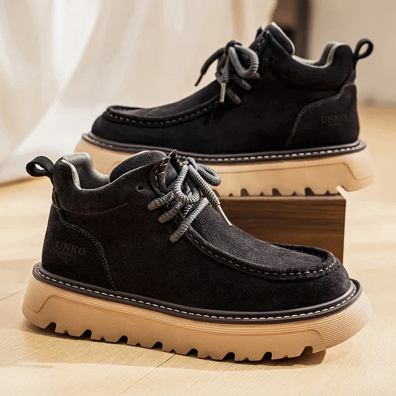Men's luxury suede leather shoes lace up comfortable ankle boots classic retro leather boots outdoor sports and leisure shoes