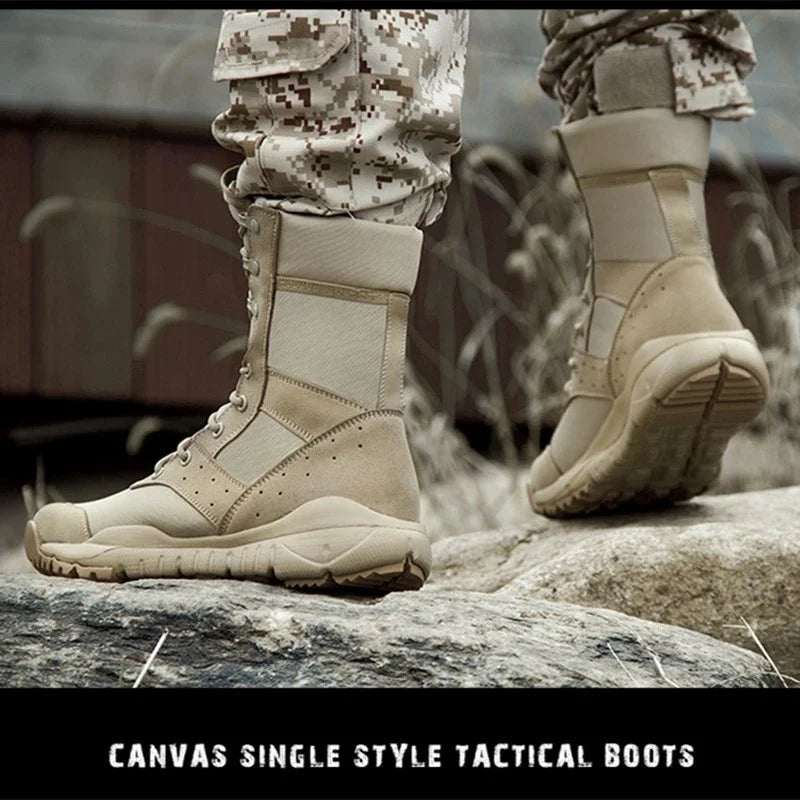 2025 Summer Combat Boot Men Women Climbing Training Lightweight Waterproof Tactical Boots Outdoor Hiking Breathable Mesh Shoes
