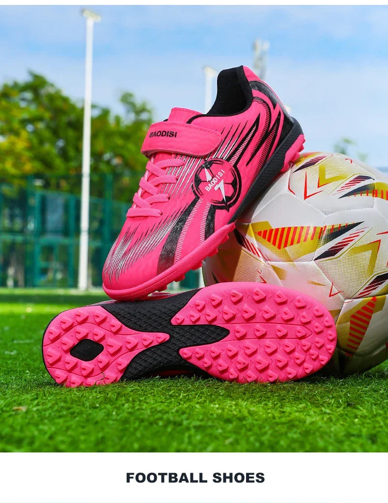 Kids Soccer Cleats Football Shoes AG/TF Studs Non Slip Wear Resistant Breathable Training Sneakers Children Boy Girl Match Boots
