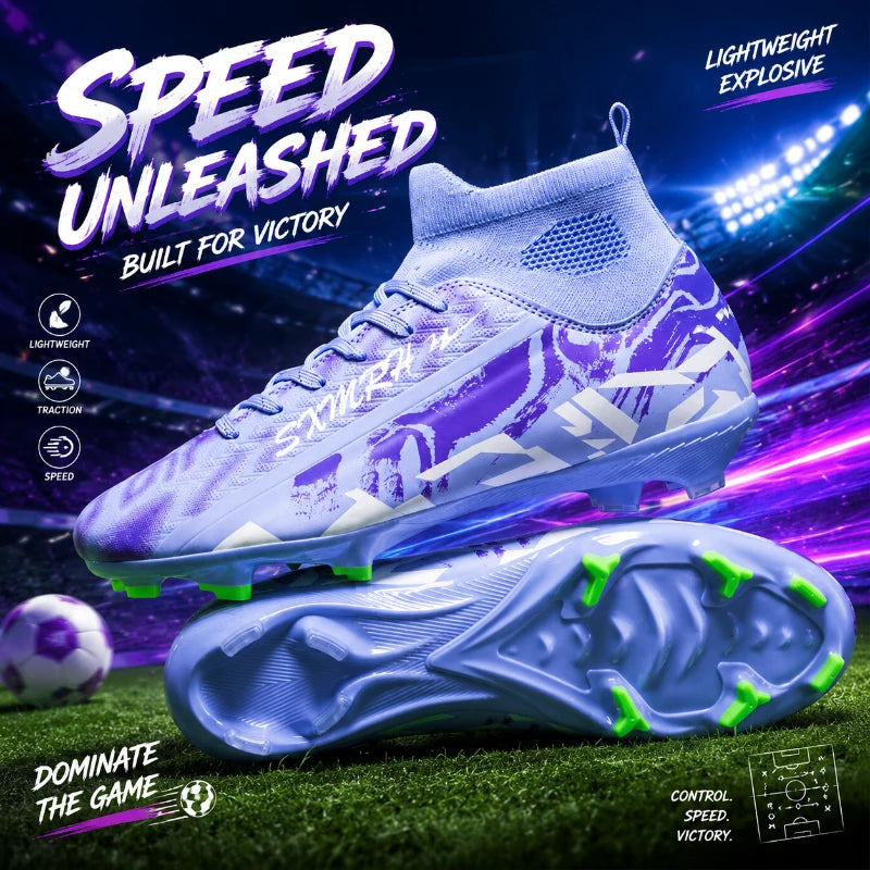 Double Star Football Shoes, FG Anti Slip Grip Men's and Women's Football Shoes, High Top Natural Grass Football Shoes