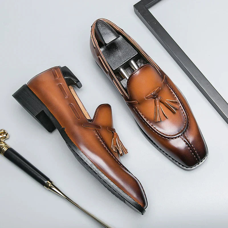 Fashion Shoe Office Shoes for Men Casual Shoes Breathable Leather Loafers Mens Driving Moccasins Comfortable Slip on 2023 Brown