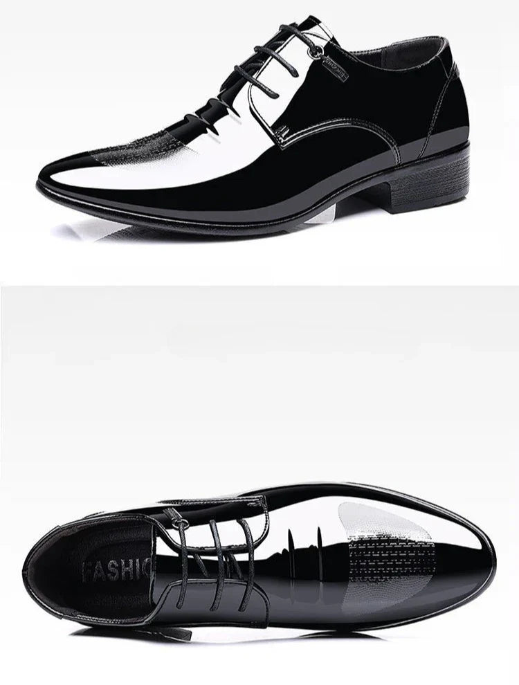Patent Leather Black Lace Up Pointed Toe Men's Formal Shoes 2025 Style Low Price Office Luxury Designer 39 Suit Social Shoe Male