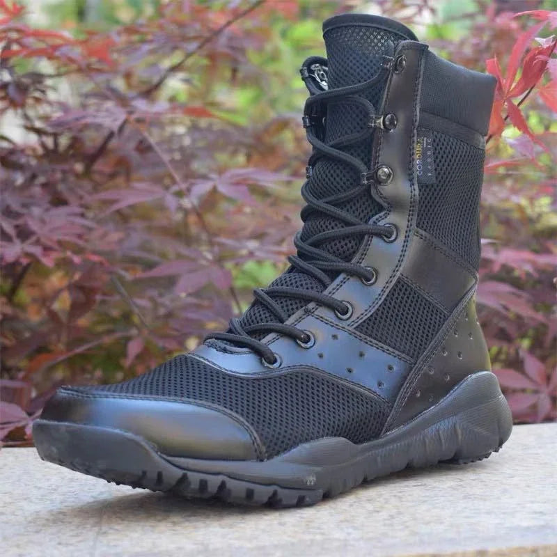 2025 Summer Combat Boot Men Women Climbing Training Lightweight Waterproof Tactical Boots Outdoor Hiking Breathable Mesh Shoes