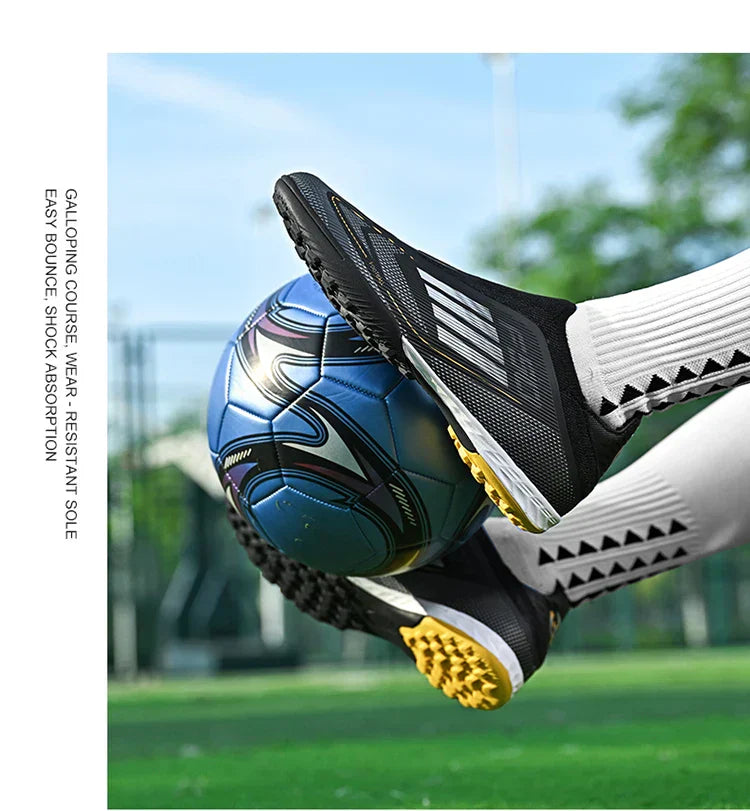 Without-Lace Mens Soccer Shoes f50 SLIP-ON Non-Slip Turf Soccer Cleats TF BOYS FG Training Football Boots Chuteira Campo 35-45