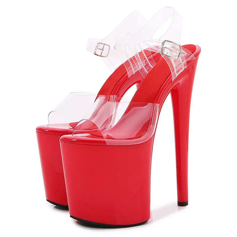 2025 New Fashion Heels Extreme Platform High 20CM Pole Dance Shoes Model Sexy Walk Show Transparent High-heeled Sandals Women