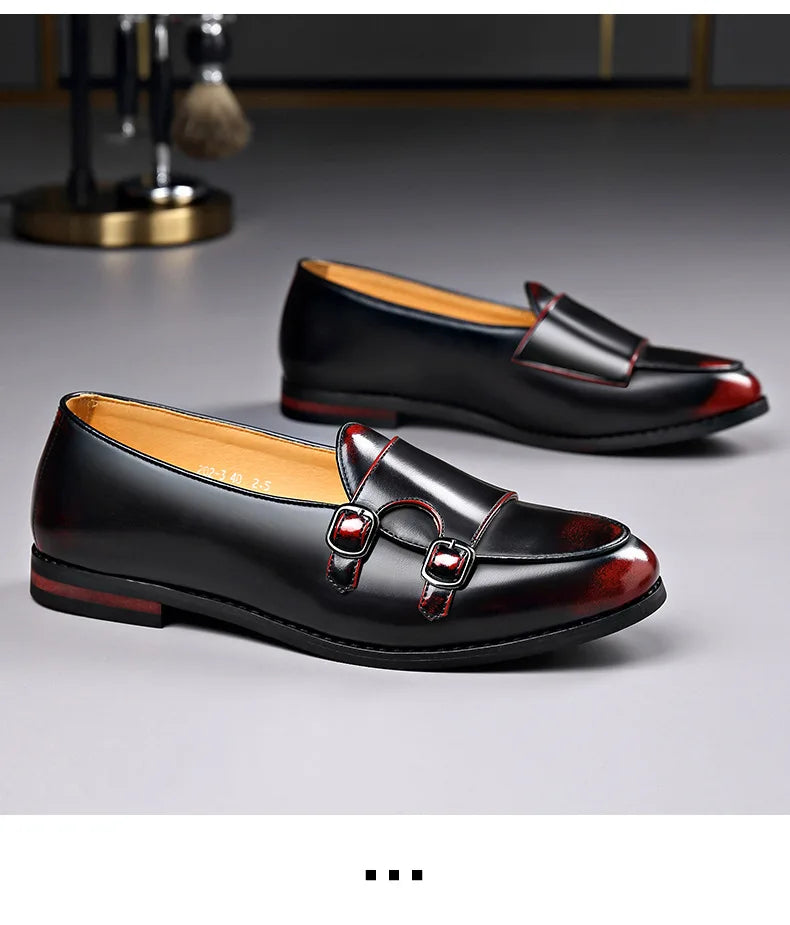 Spring Summer New Cow Leather Shoes for Men Buckle Designer Loafers Male Solid Color Big Size Fashion Business Casual Shoes Man