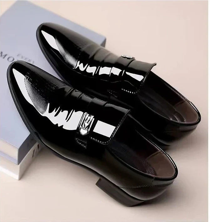 Dress Shoes Man Patent Leather Spring Autumn Bright Upper Pointed Toe Social Shoe for Men Casual 2025 Trend High Quality Fashion