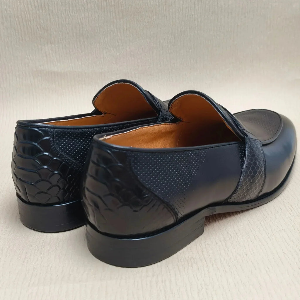 Comfortable Loafer Shoes For Men Casual Daily Wearing Office Handcrafted Black Fashion Printing Breathe Genuine Leather Shoe Men