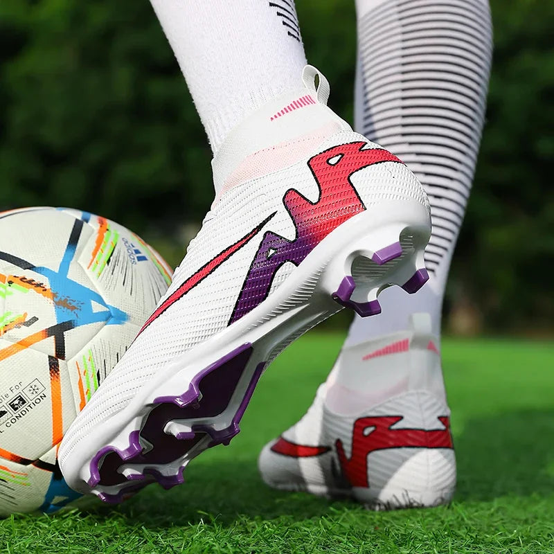 Men Football Boots Kids Sports Grass Long Spike Outdoor TF/FG Training Soccer Shoes Society Sneakers Professional Football Shoes