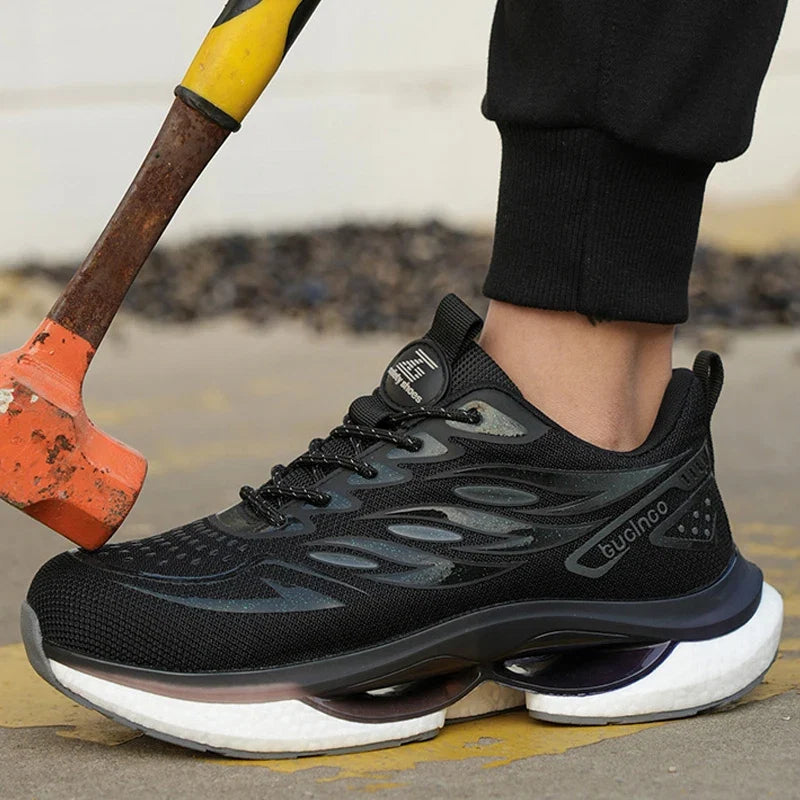 Fashion Security Men Sport Shoes Work Boots Safety Steel Toe Shoes Men Puncture-Proof Safety Shoes Lightweight Protective Shoes