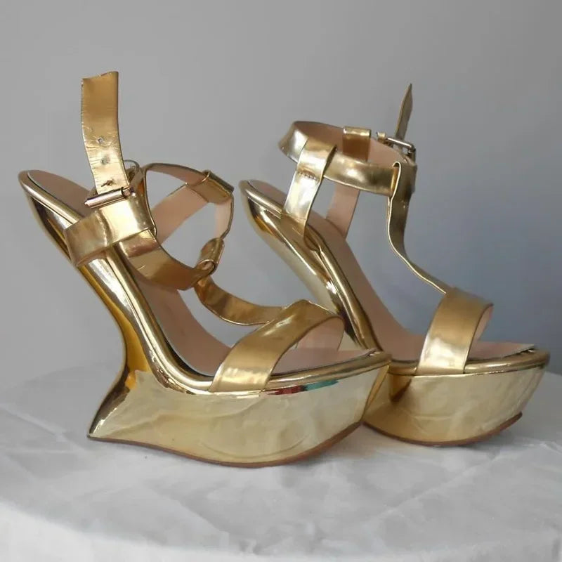 Strage Style T Strap Sandals Sexy Pointed Toe Solid  Accept Customized Size35-46 New Arrivals Fashion Women Runway Shoes