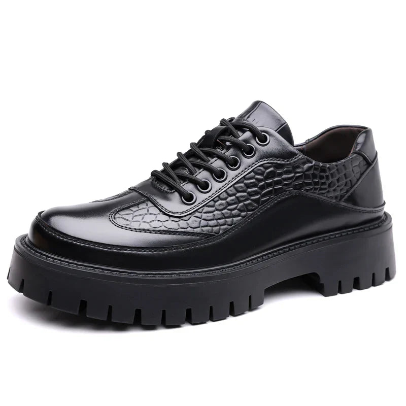Retro Brown Men's Banquet Leather Shoes Thick Soled Wear-resistant Work Shoes2025 Classic Brand Men's Business Dress Shoes