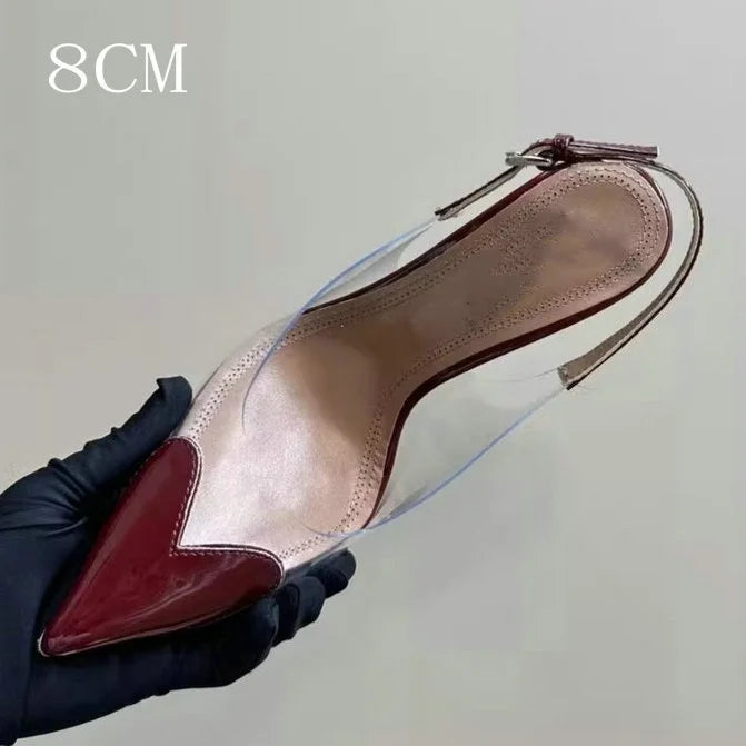 2026 Spring And Summer Pointy Stiletto Heels Wearing Slippers Transparent Female Sandals
