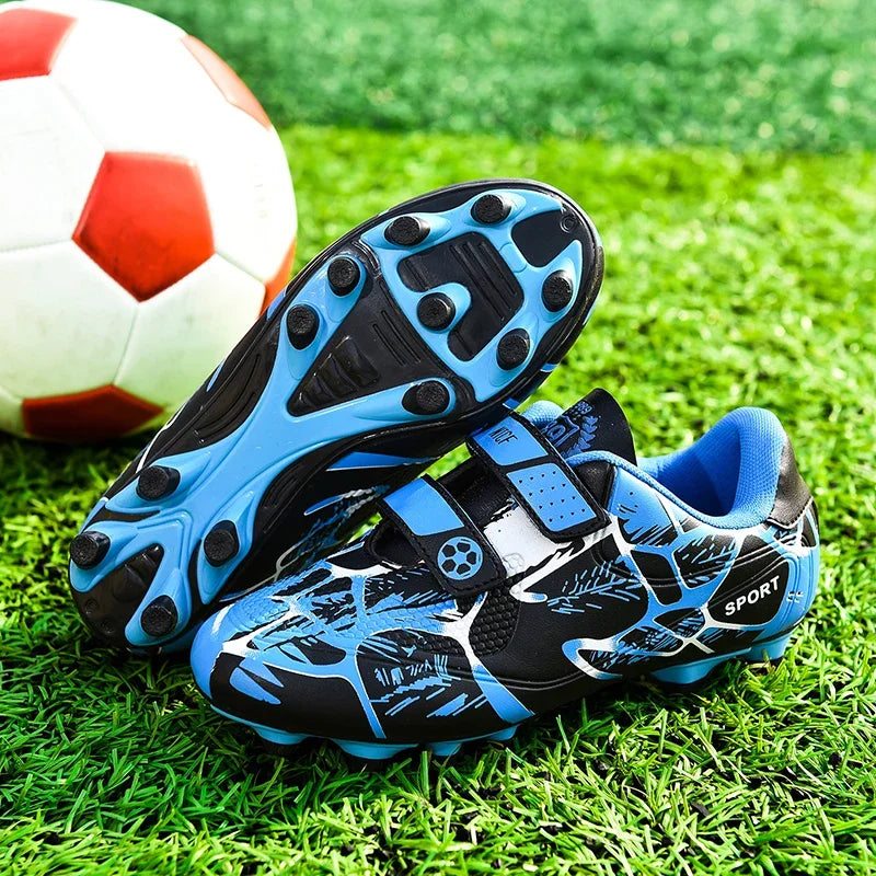 Kids Soccer Shoes Outdoor Non-Slip Football Sports Shoes Boy Training Shoes Child HOOK&LOOP Lightweight Children's Soccer Cleats