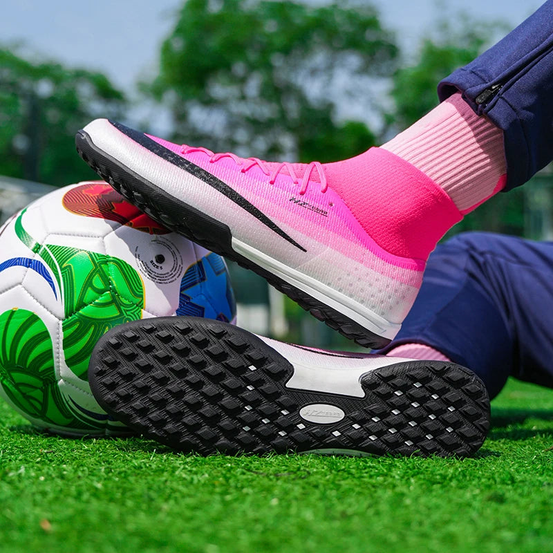Professional Soccer Shoes TF Teenagers Durable Looking HighTops Training Shoes Adult Outdoors Non Slip FootballShoes