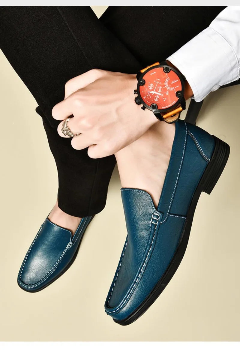Genuine Leather Men's Shoes Classics Business Dress Shoes Moccasins Slip on Loafers Driving Shoes for Men Casual Shoe Big SIze48