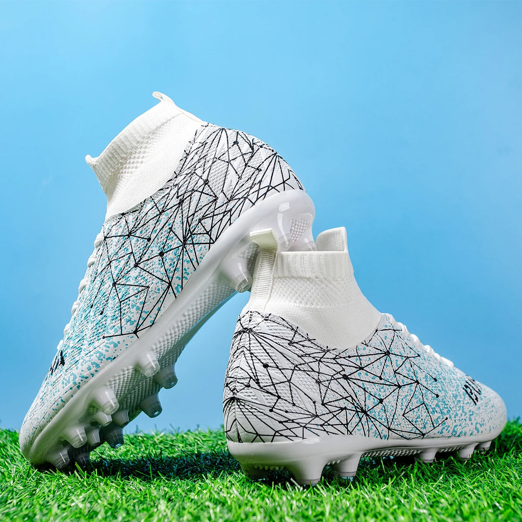 High Performance AG FG Football Boots PU Hybrid Fabric Upper TPU Strong Grip Sole Cost-effective Men Women Grass Football Shoes