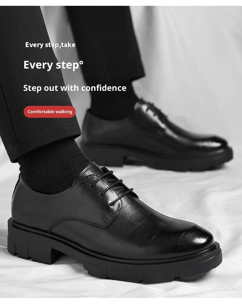 8-10cm Height Increasing Shoes for Men Platform Breathable Lift Casual Inside High Shoes Business Dress Elevator Leather Shoes