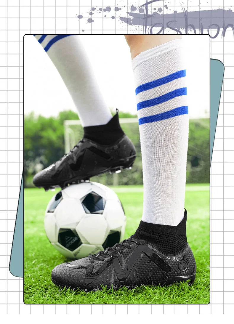 2025 Socks Style Kid Adult Sport Soccer Shoes Training Boys Football Boots Size 33-46 Sneakers AG Youth Soccer Shoes