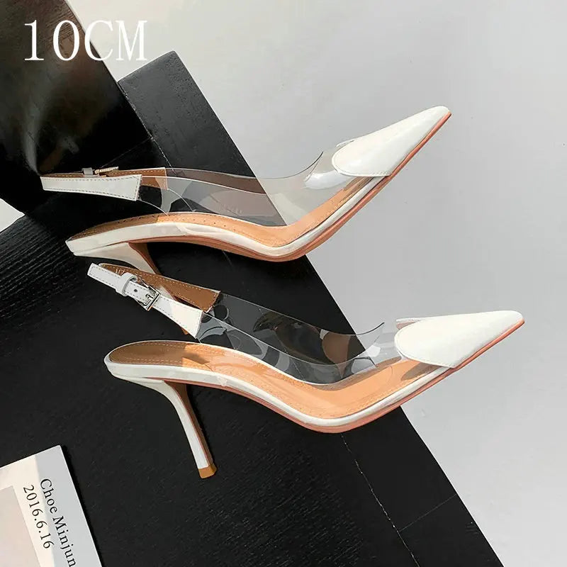 Fashion Heart Design Women Pumps Sexy Pointed Toe Clear High Heels Wedding Prom Shoes PVC Transparent Sandals Party Pumps