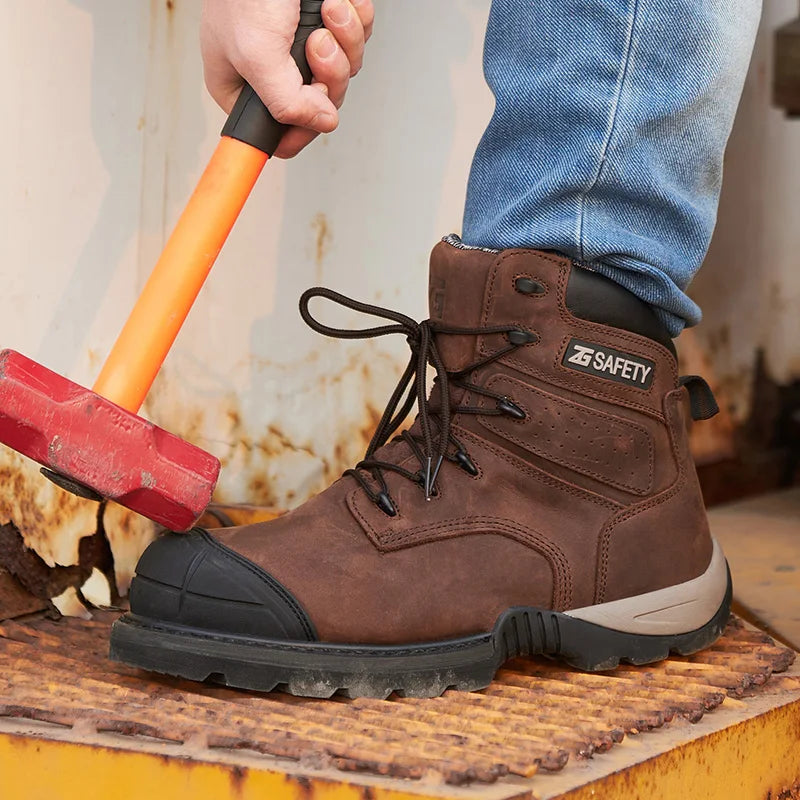 Cowhide Work Boots Genuine Leather Safety Shoes Men 6KV Insulating Shoes Composite Toe Protection Shoes Wear Resistant Men Boots