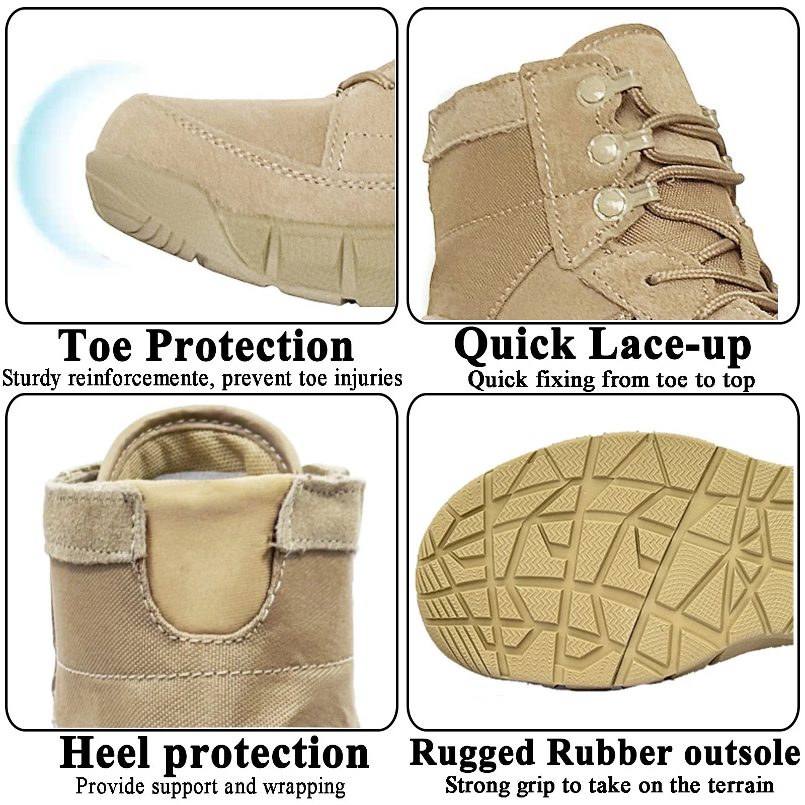 LAHORS® Lightweight 6 INCH Man Tactical Boots With Zip Combat Training Lace Up Waterproof Outdoor Hiking Breathable Ankle Shoes