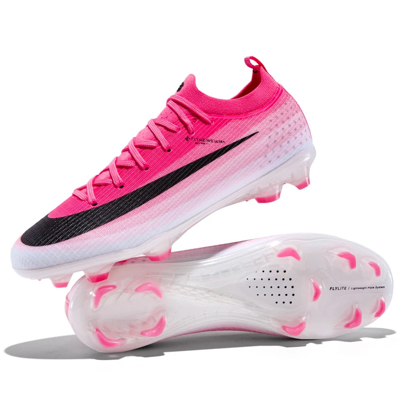 Pink Mens Football Boots FG Boys Training Studded Fast Soccer Cleats Youth Outdoor Lawn Non Slip Football Shoes Man 35-45