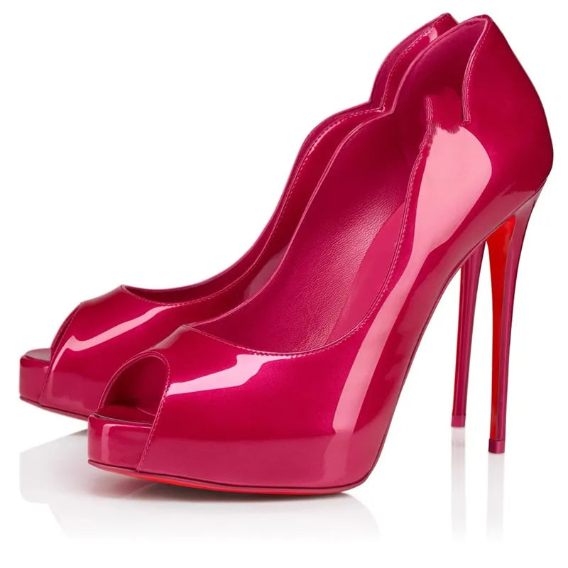 Women Spring Peep Toe High Heels Shoes for Woman's Shallow Pointed Toe Solid Color Platform Pumps Sexy Ladies Party Wedding Shoe