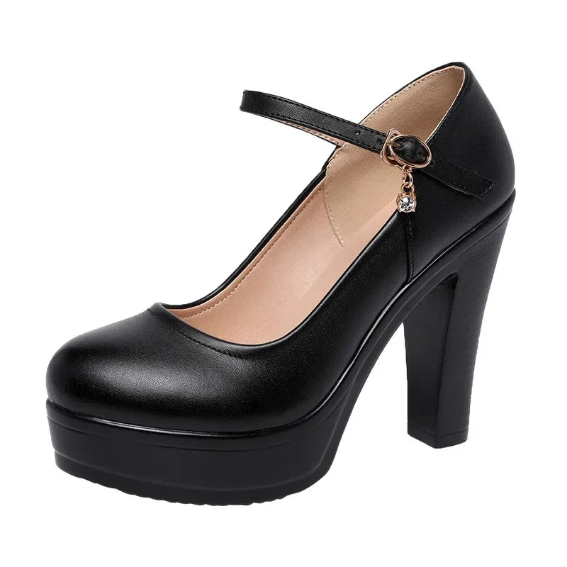 8 10 12cm Small Size 32-43 Shallow Thick Bottom Platform Pumps Women 2026 Block High Heels Shoes for Office Model Wedding Dress