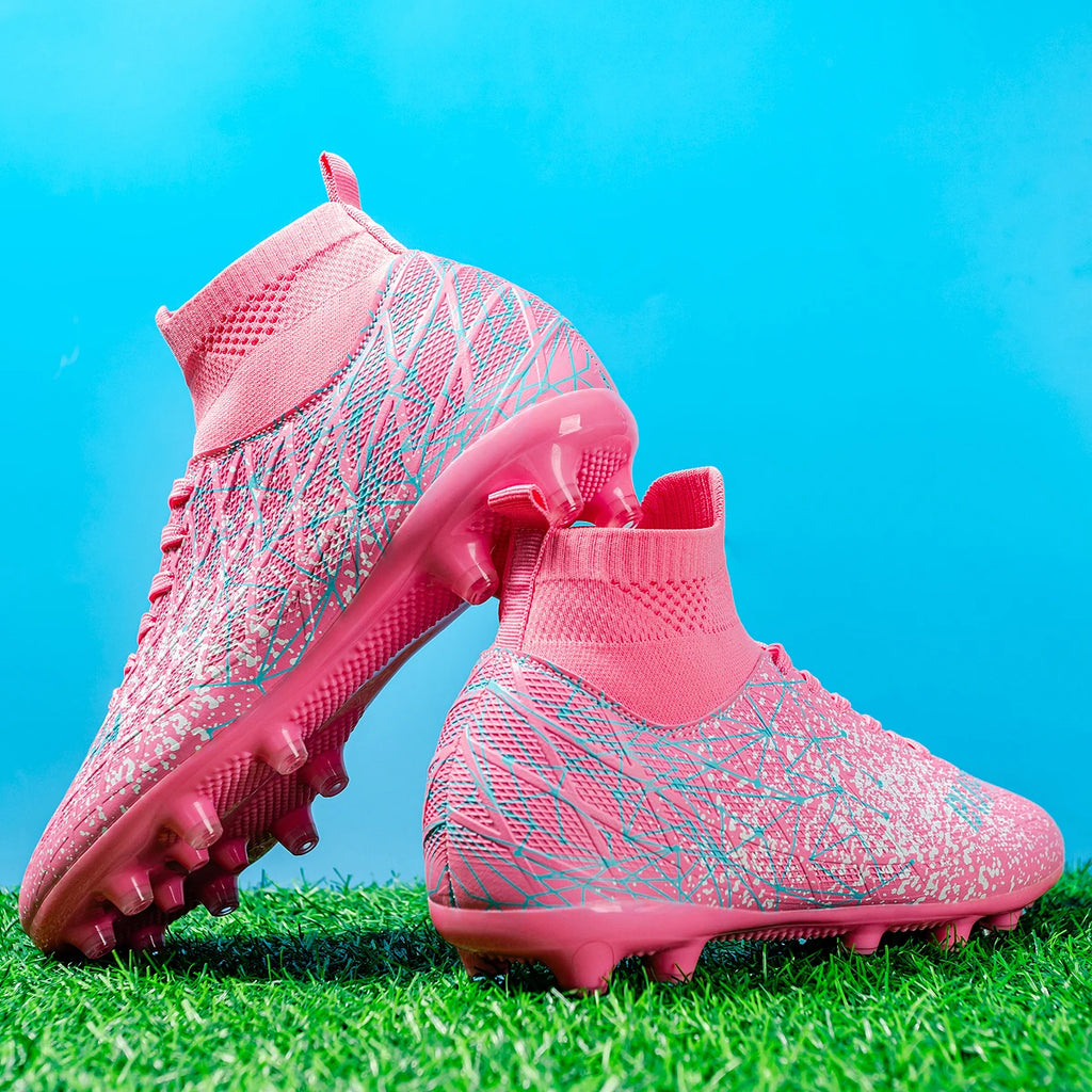 High Performance AG FG Football Boots PU Hybrid Fabric Upper TPU Strong Grip Sole Cost-effective Men Women Grass Football Shoes