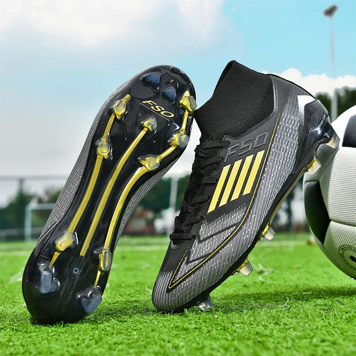 New Men Soccer Shoes Boys Breathable Sport Football Boots Outdoor Cleats Adult Long Spikes Training Non Slip Match Comfortable