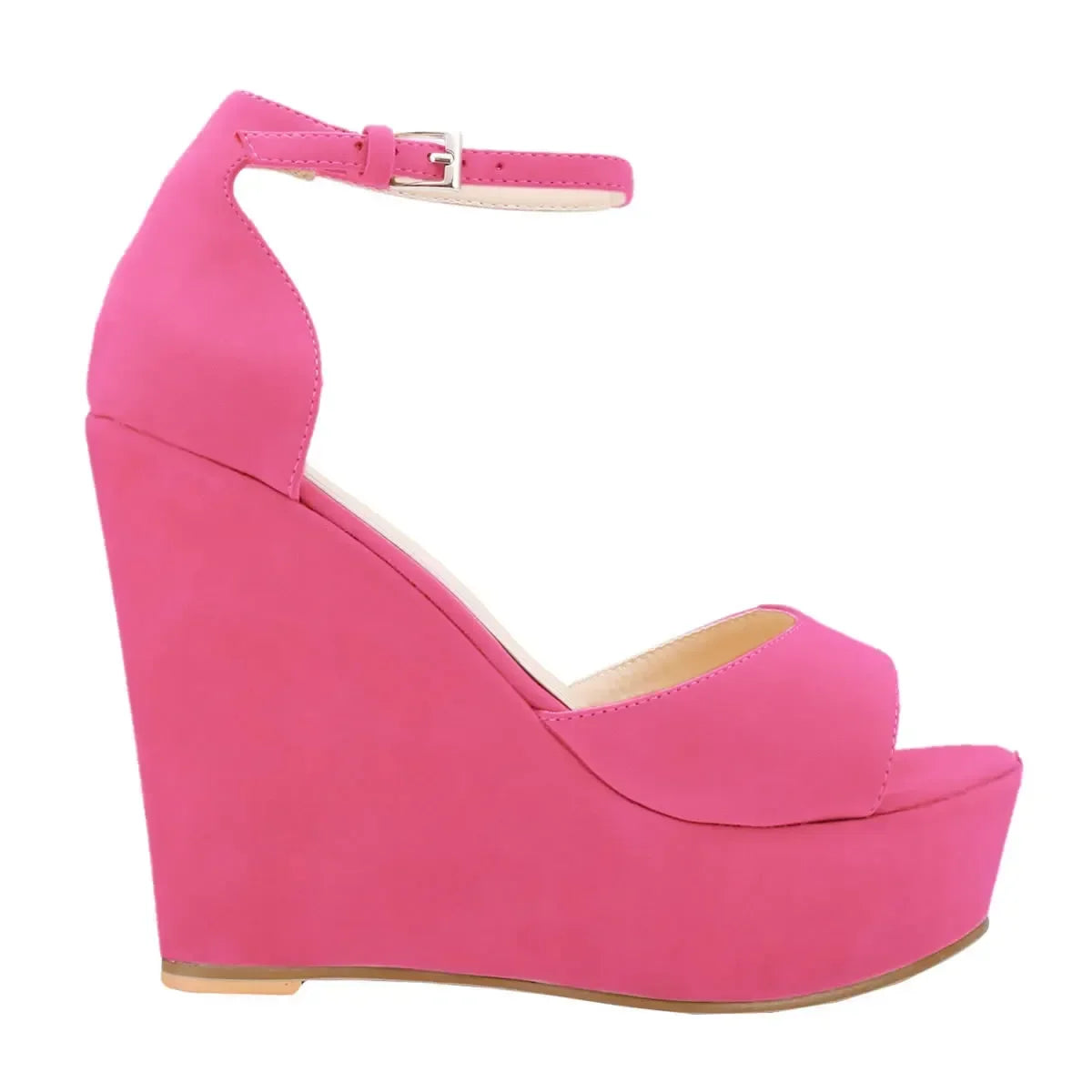 Women Sandals 14cm Sexy Peep Toe Ankle Strap Platform Wedge High Heels Sandal Party Red Wedding Dress Ladies Shoes Large Size