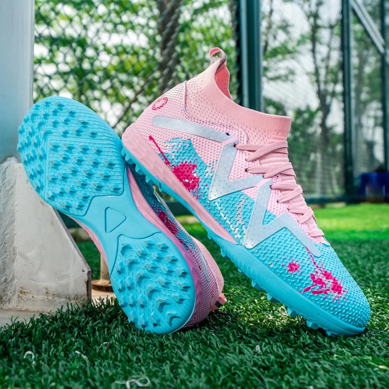 Integrated Molding Adult TF football shoes Smooth PU Fabric Non-slip Rubber Outsole Wearproof Indoor And Outdoor Turf Field Shoe