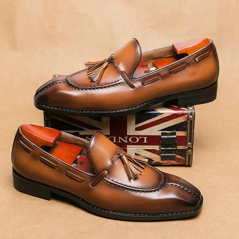 Fashion Shoe Office Shoes for Men Casual Shoes Breathable Leather Loafers Mens Driving Moccasins Comfortable Slip on 2023 Brown