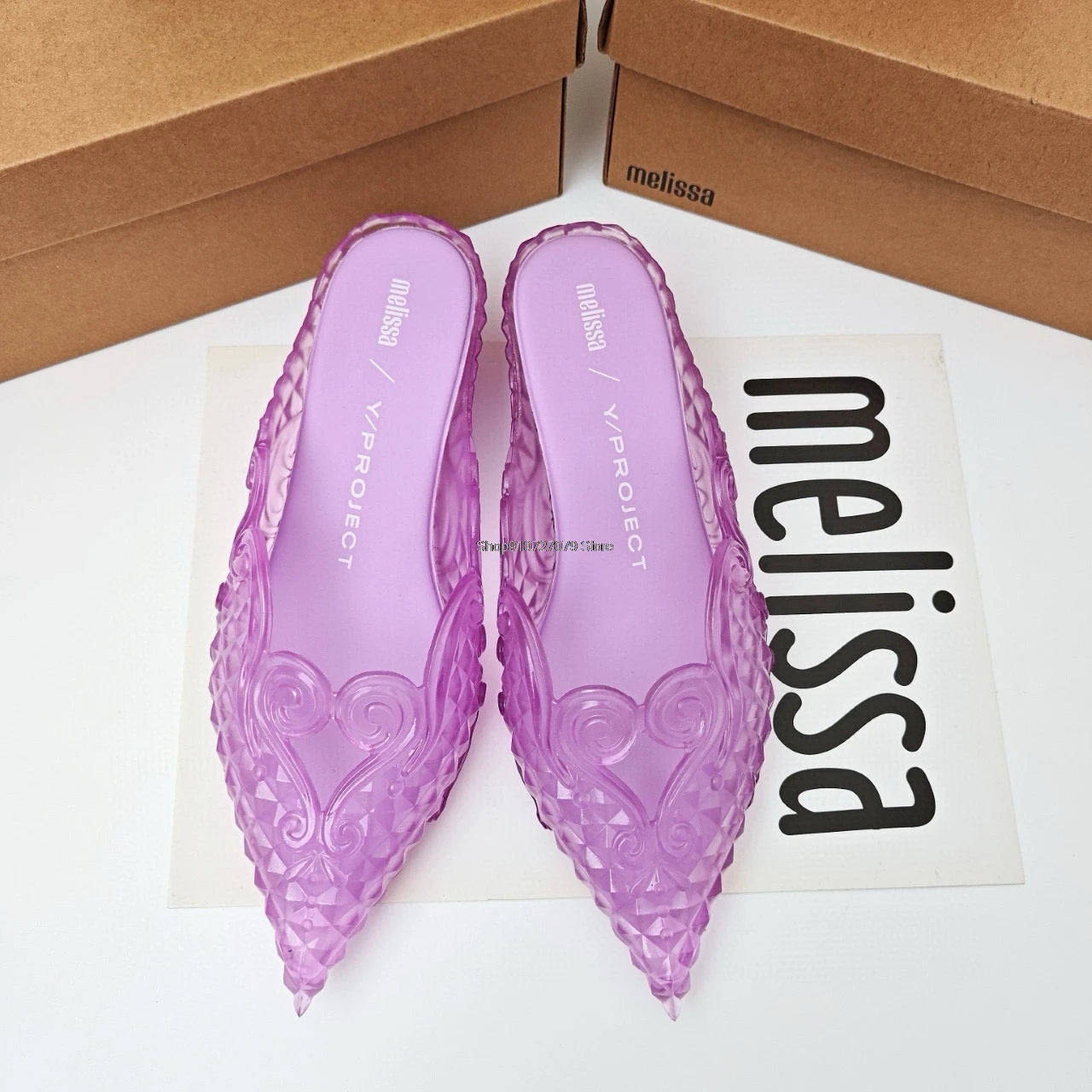Design Big Butterfly Knot Slides Women Flat Mules Sandals High Quality Cozy PVC Transparent Sandals Pointed Toe Back Strap Shoes
