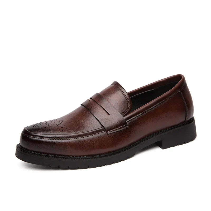 Spring Luxury Thick soled Casual Shoes Men's Black Penny loafers men Brown Business Office Dress Shoes for Mentênis masculino