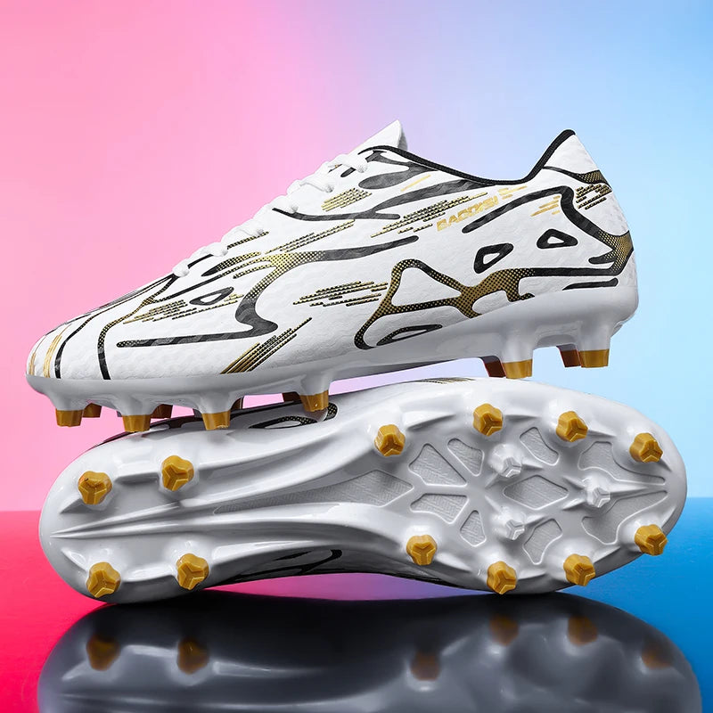 Unisex Men Women Youth FG Firm Ground Soccer Cleats Long Spikes Breathable Natural Grass Match Training Football Boots For Teen