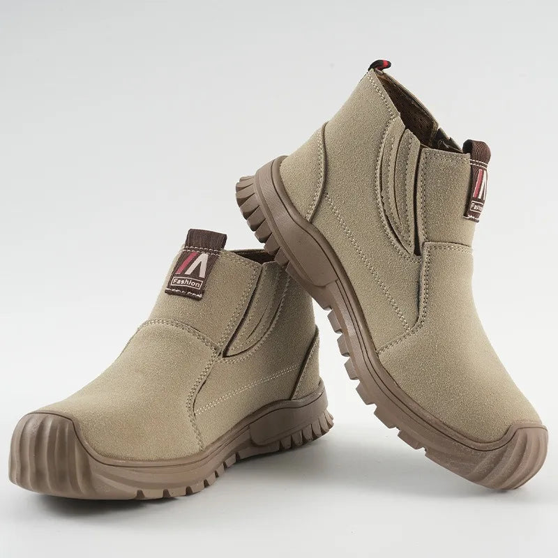 Indestructible Men Steel Toe Work Boots Autumn New Waterproof Wear-resistant Safety Shoes Men High Top Ankle Boots Hombre 36-46