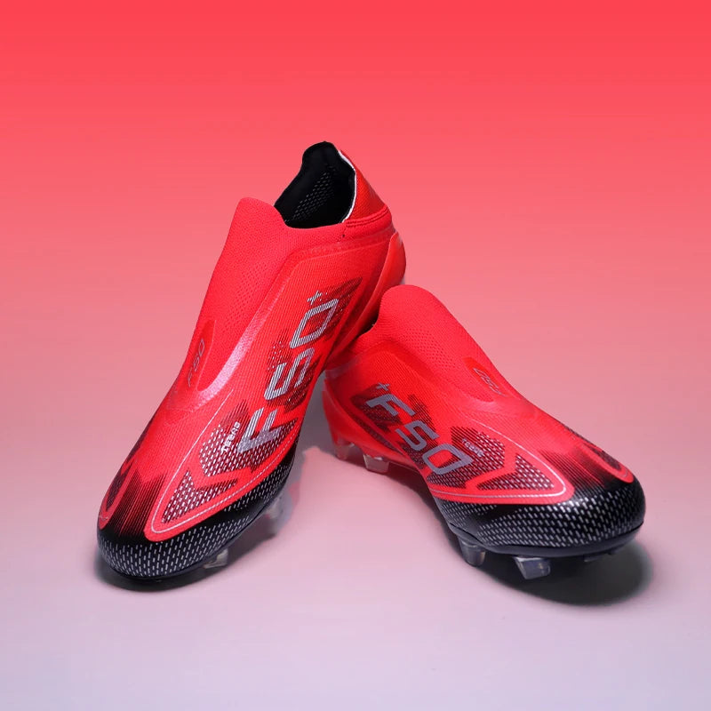 Without-lace Mens Football Boots Youth FG Professional Training Studded Fast Soccer Cleats Non Slip Football Shoes for Boys F50