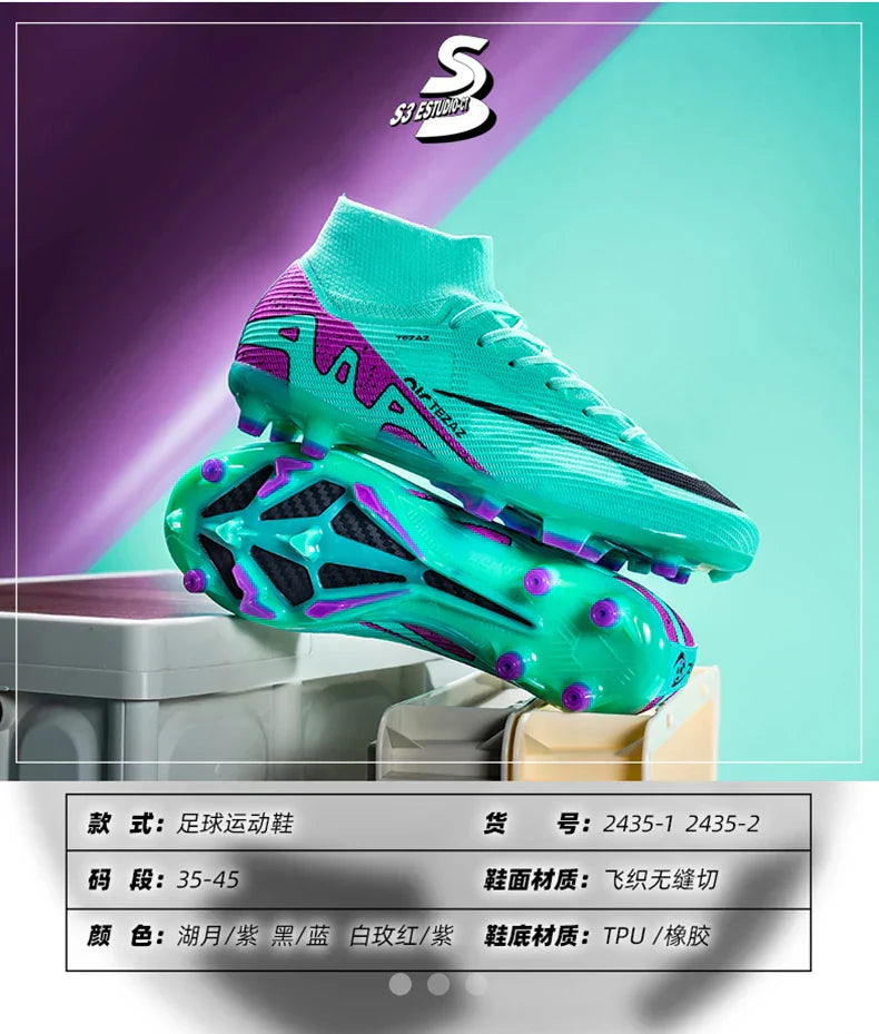 TF/FG Lightweight Ankle Football Boots Men's Football Shoes Outdoor Anti slip Grass Professional Training Tournament Sports Shoe