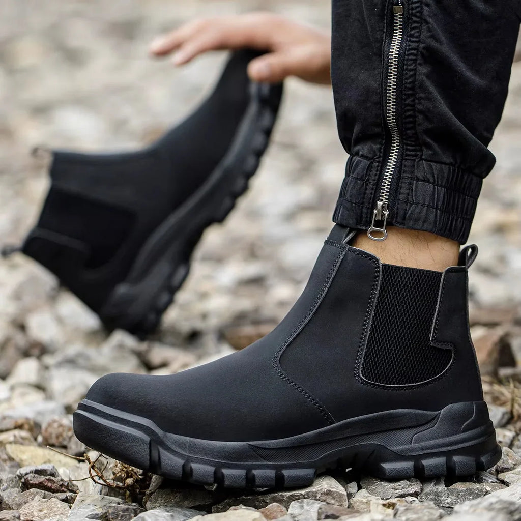 Waterproof Men's Safety Work Boots Steel Toe Shoes Anti Impact And Anti-Puncture Protective Boots Indestructible Roofing Shoes